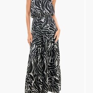 Socialite Black and White Zebra strapless Dress